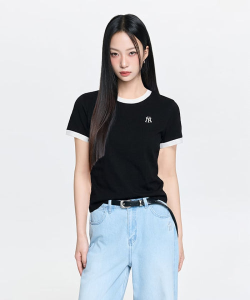 BASIC SMALL LOGO RINGER T-SHIRT PHI #KARINA同款! - 4 COLORS BLACK