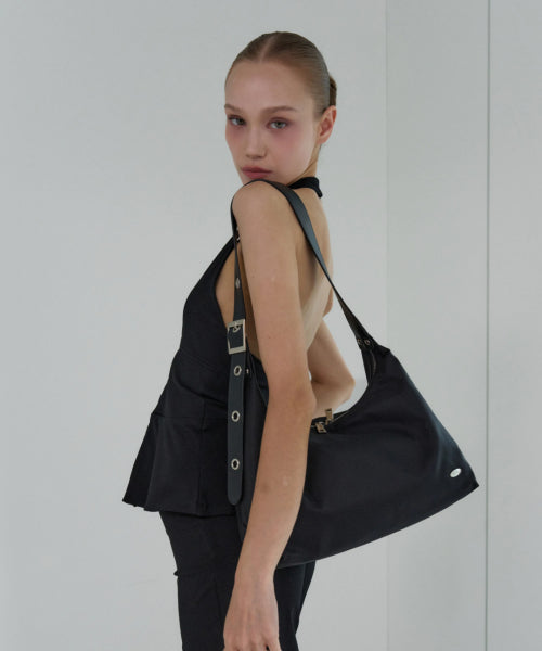 DAVE EYELET HOBO BAG - 3 COLORS NYLON BLACK