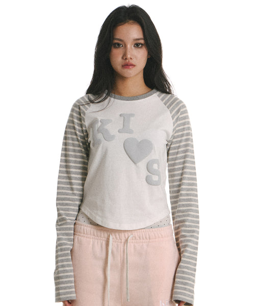 MESSY KISS RAGLAN LONG SLEEVE T-SHIRT - 2 COLORS WHITE