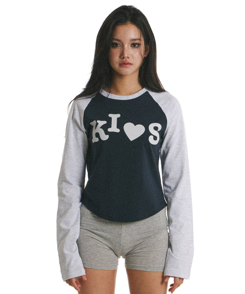 BUMPY KISS RAGLAN LONG SLEEVE T-SHIRT - 2 COLORS NAVY