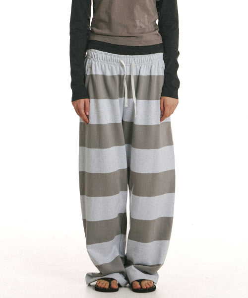 BOLD STRIPE SWEATPANTS - 3 COLORS GREY