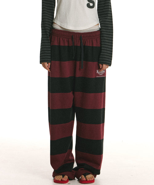 BOLD STRIPE SWEATPANTS - 3 COLORS RED