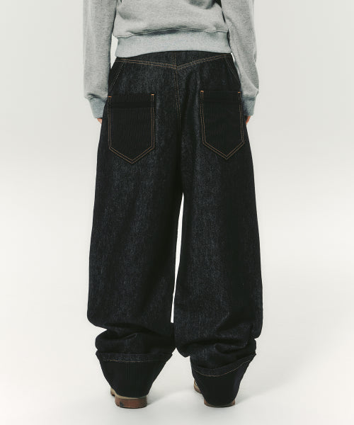 LACE ROLL UP DENIM PANTS BLUE - 2 COLORS