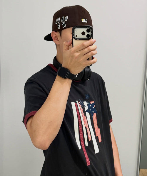 FLAG APPLIQUE RINGER TEE - 3 COLORS