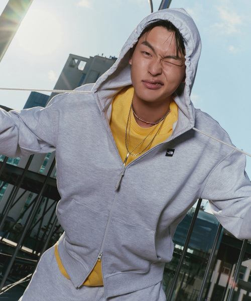 WHITE LABEL HOODIE ZIP-UP MELANGE GREY
