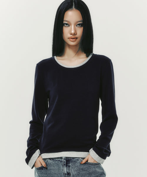 EMBLEM LAYERED L/S NAVY - 2 COLORS