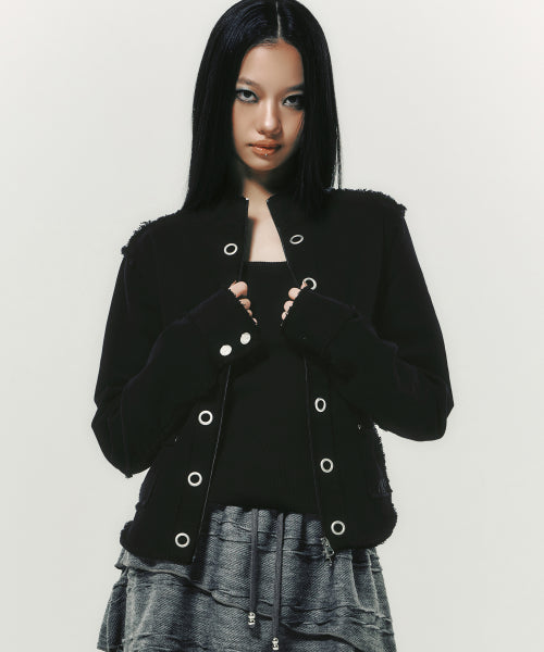 EYELET COTTON JACKET BLACK - 2 COLORS
