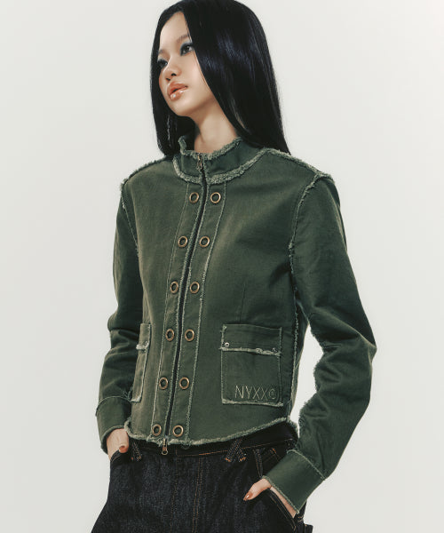 EYELET COTTON JACKET BLACK - 2 COLORS
