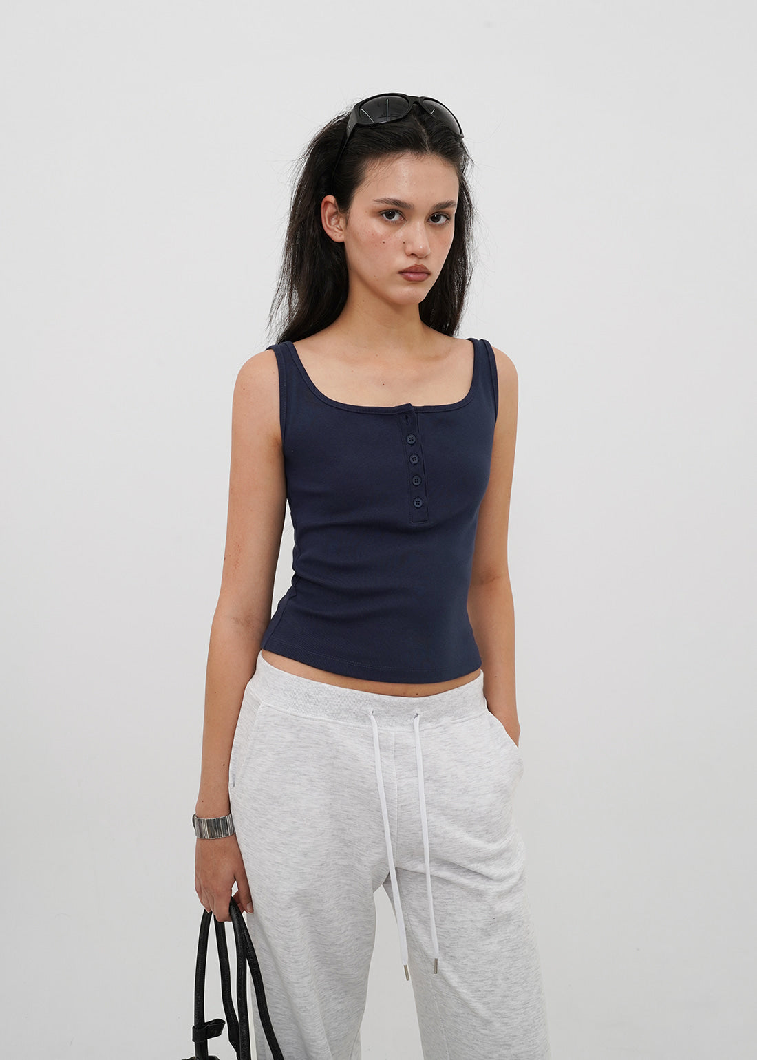STRETCH STANDARD SQUARE HENLEY NECK TANK 7