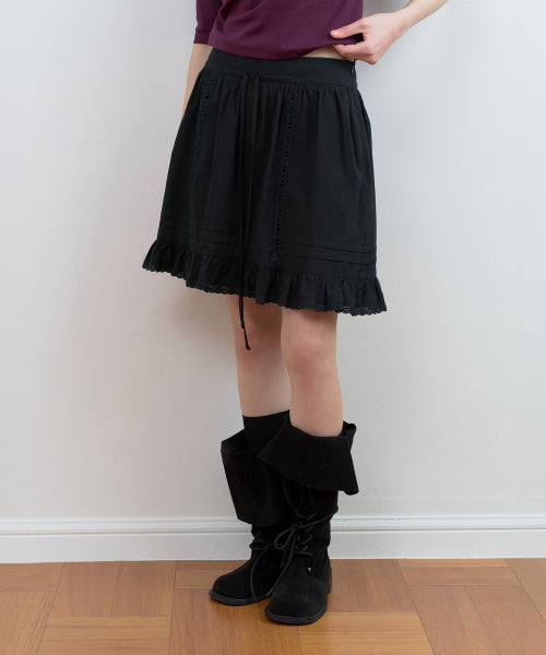 COTTON LACE MINI SKIRT - 2 colors BLACK