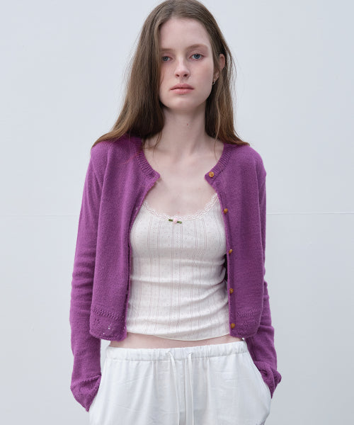 MOHAIR WOOL BLEND CARDIGAN PURPLE
