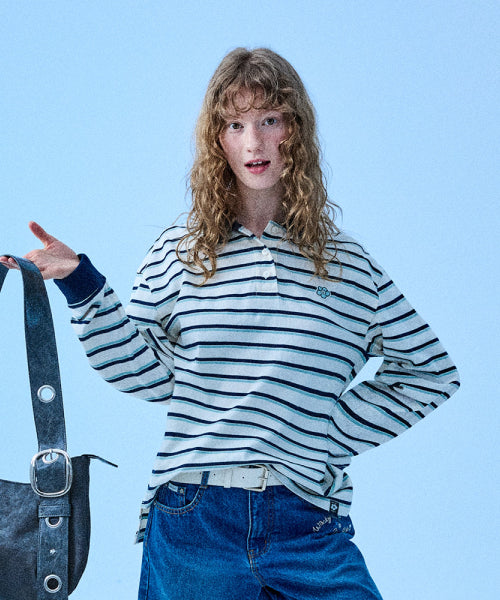 RUGBY STRIPE LONG SLEEVE #GISELLE同款! - 2 COLORS NAVY