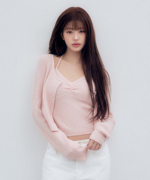 HALTER CARDIGAN SET - 4 colors #WONYOUNG同款! PINK