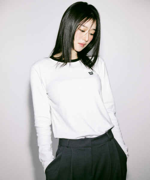 BUTTERFLY PATCH LONG SLEEVE #徐睿知同款! - 2 COLORS WHITE