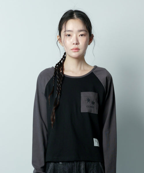 CONTRAST LONG SLEEVE TEE - 2 COLORS BLACK