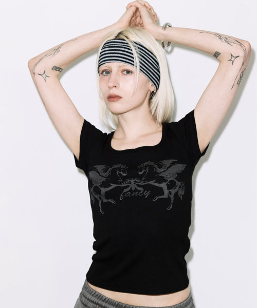 TOP F26QB058 - 2 COLORS BLACK