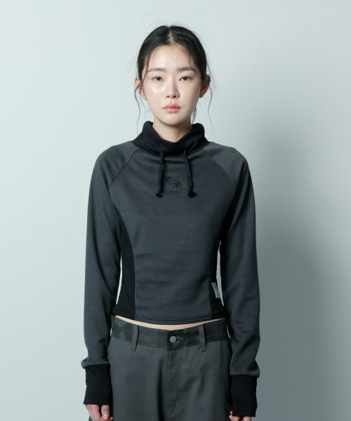 CONTRAST LONG SLEEVE TEE CHARCOAL