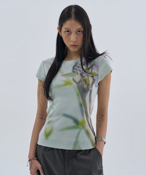 FLOWER HALF SLEEVE TEE - 3 COLORS MINT
