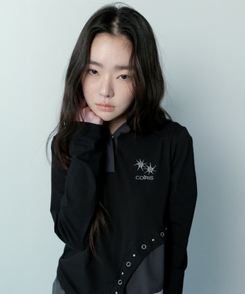 CONTRAST SLIM FIT HOODIE TEE BLACK