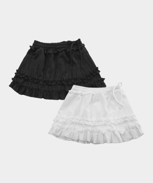 FRILL LACE CANCAN MINI SKIRT - 2 COLORS WHITE