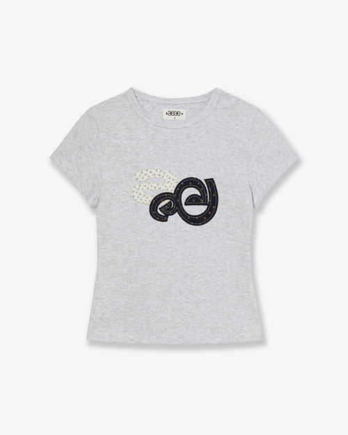 APPLIQUE LOGO TEE - 4 COLORS LIGHT GREY
