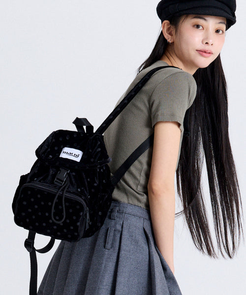 DOT VELVET MINI BACKPACK BLACK BLACK