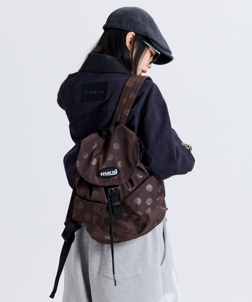 POLKA DOT FLAP BACKPACK BROWN - 2 COLORS BROWN