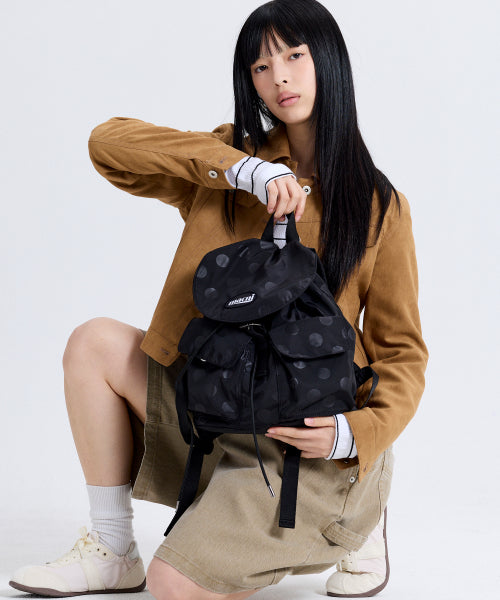 POLKA DOT FLAP BACKPACK BROWN - 2 COLORS BLACK