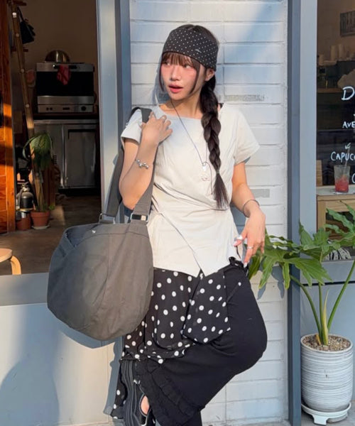 SPIRAL CANVAS CROSS BAG BLACK - 4 COLORS KHAKI