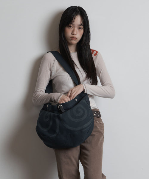 SPIRAL CANVAS CROSS BAG BLACK - 4 COLORS NAVY