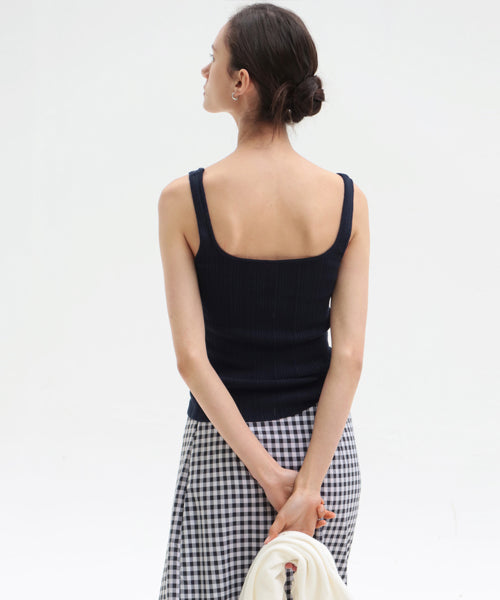 AMBRETTE RIBBED COLOR SLEEVELESS TOP - 6 COLORS IVORY