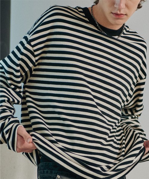 LONG SLEEVE OVERFIT STRIPE - 2 COLORS BLACK