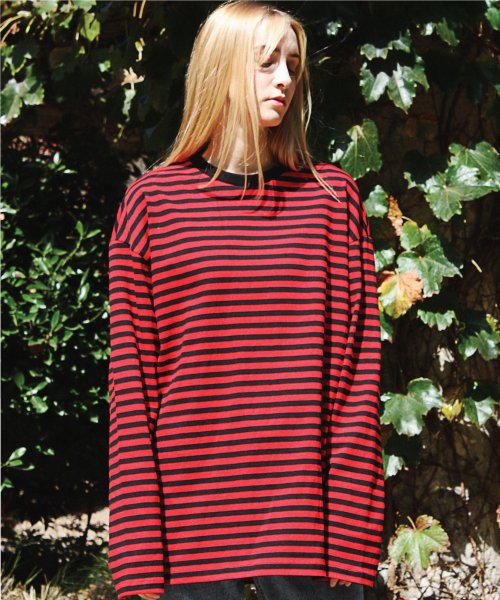 LONG SLEEVE OVERFIT STRIPE - 2 COLORS RED