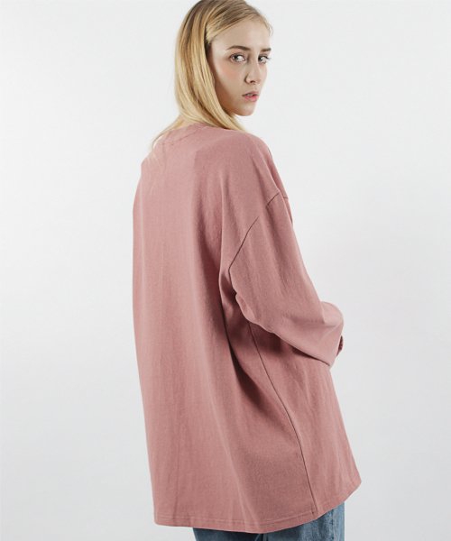 LONG SLEEVE OVERFIT TEE - 2 COLORS PINK