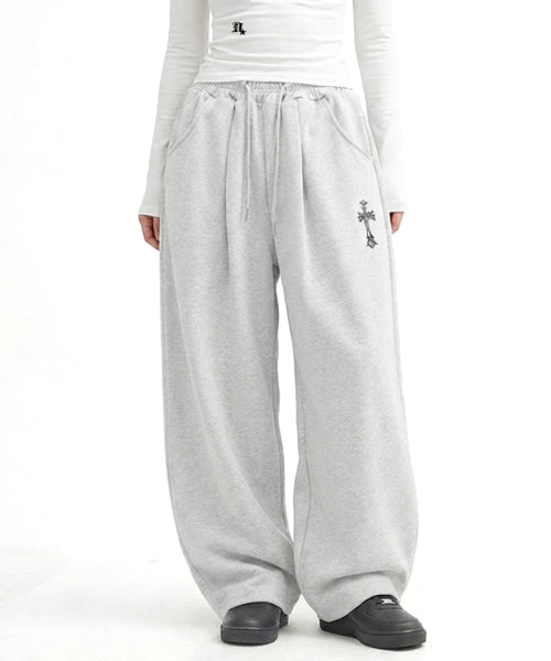 CROSS WIDE PANTS - 2 COLORS GREY