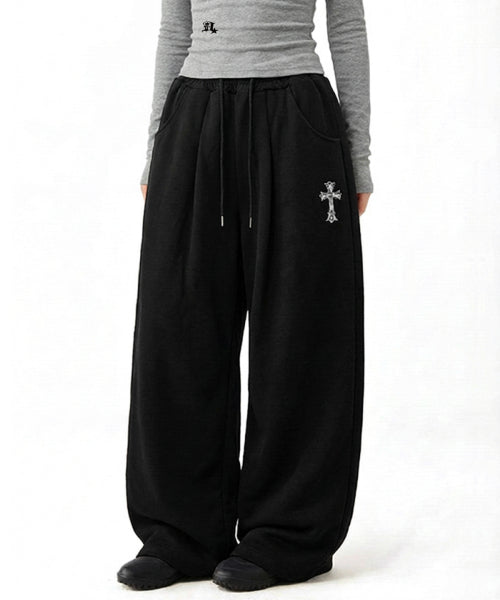 CROSS WIDE PANTS - 2 COLORS BLACK