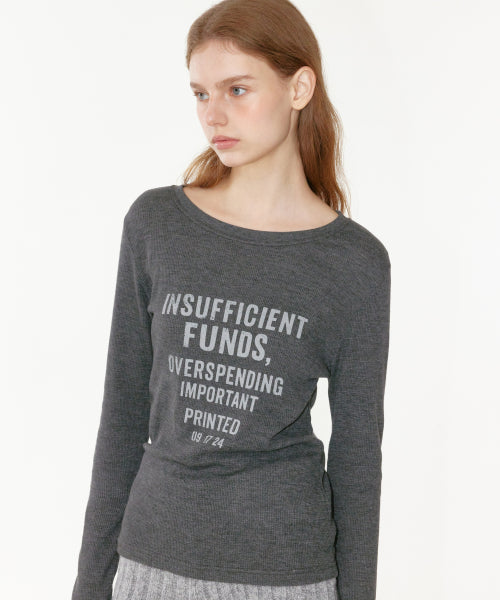 WAFFLE LETTERING LONG SLEEVE CHARCOAL