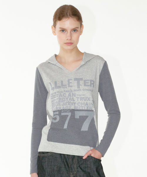 COMBI PRINT HOODIE - 2 COLORS GREY