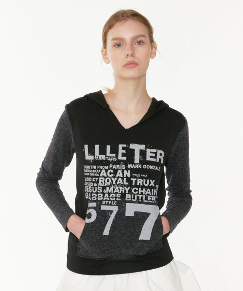 COMBI PRINT HOODIE - 2 COLORS BLACK