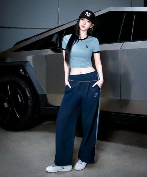 STREET SPORTIVE TAPING WIDE PANTS BOS #KARINA同款! NAVY