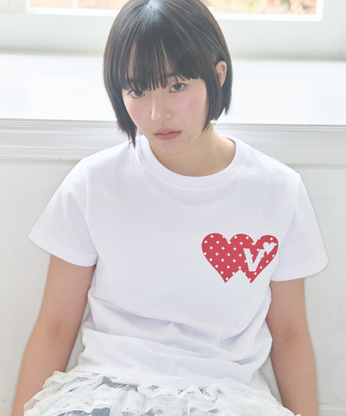 DOUBLE HEART TEE - 6 COLORS