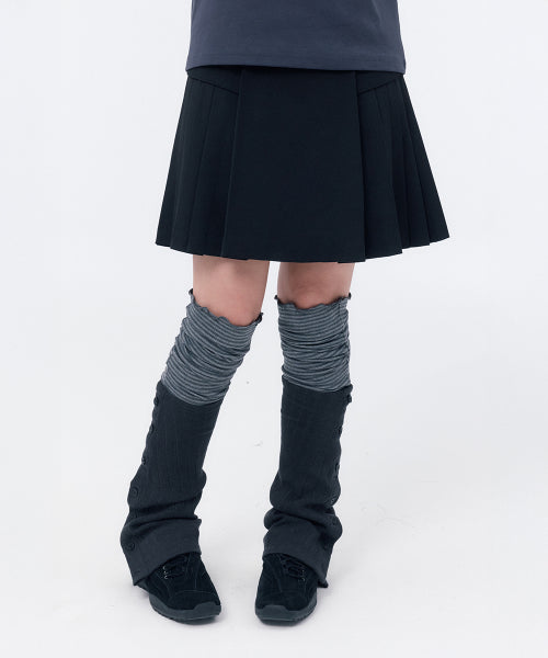 SIDE PLEATS LINE MIDI SKIRT #REI同款! - 2 COLORS BLACK