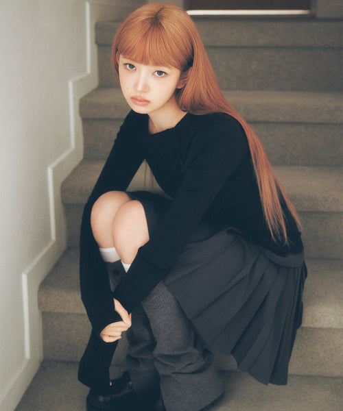 SIDE PLEATS LINE MIDI SKIRT #REI同款! - 2 COLORS CHARCOAL