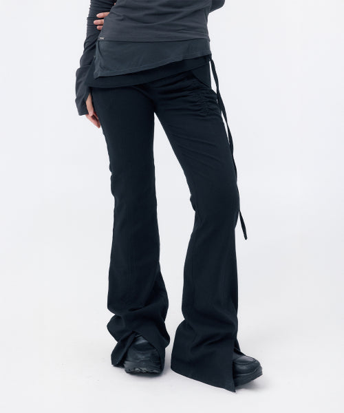 SIDE SHIRRING STRING MINI SKIRT PANTS SET #REI同款! - 2 COLORS BLACK