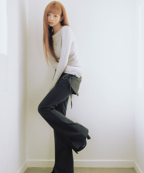 SIDE SHIRRING STRING MINI SKIRT PANTS SET #REI同款! - 2 COLORS CHARCOAL