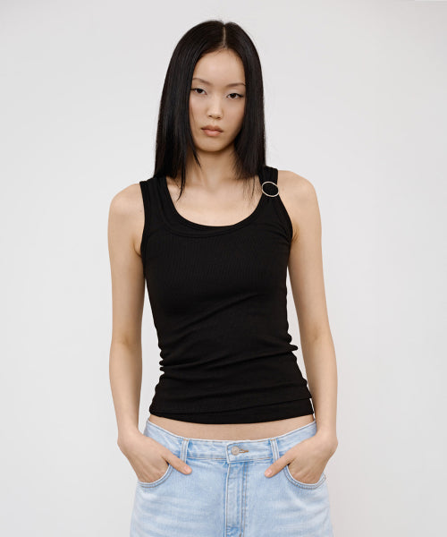 LAYERED RING SLEEVELESS - 2 COLORS BLACK