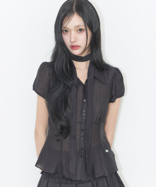 PUFF BLOUSE GREY - 4 COLORS BLACK
