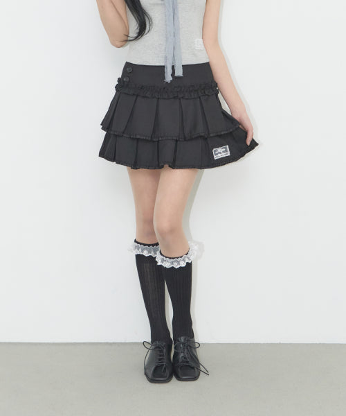 PLEATS MINI SKIRT - 2 COLORS BLACK