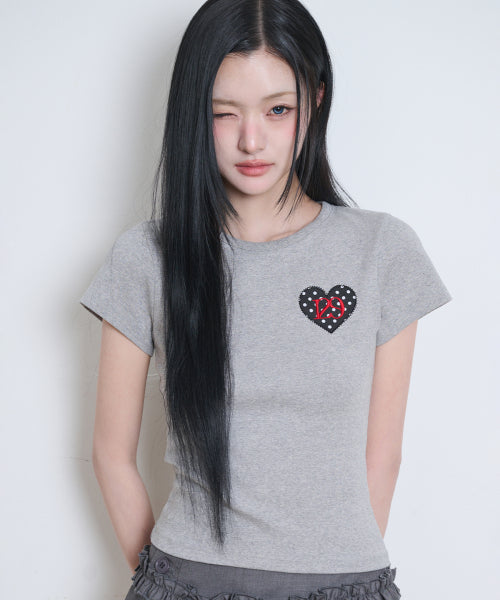 129 DOT FITTED T-SHIRT - 4 COLORS MELANGE GREY