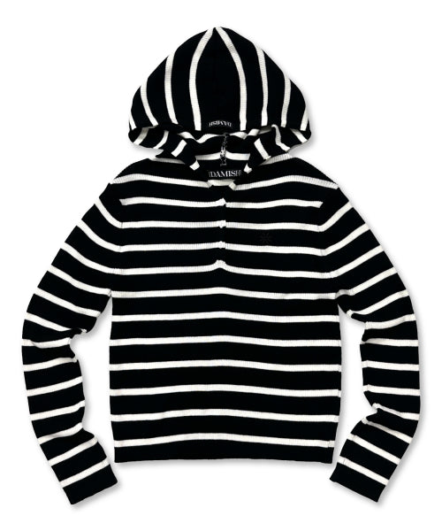 BUTTON HOODIE KNIT - 3 COLORS 스트라이프